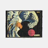 Capybara Japanese Kanagawa Wave Funny Surf Animal  フリースブランケット (正面(横))