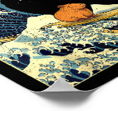 Capybara Japanese Kanagawa Wave Funny Surf Animal  ポスター (角)