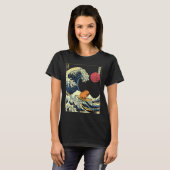Capybara Japanese Kanagawa Wave Funny Surf Animal Tシャツ (正面フル)