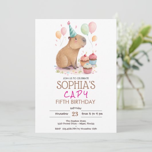 Capybara kids birthday 招待状 (スタンド正面)