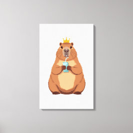 Capybara King Canvas, Cute Animal Wall Art for Kid キャンバスプリント