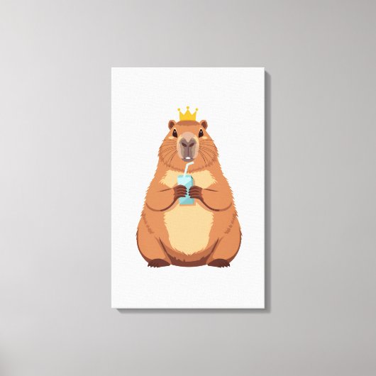 Capybara King Canvas, Cute Animal Wall Art for Kid キャンバスプリント (正面)