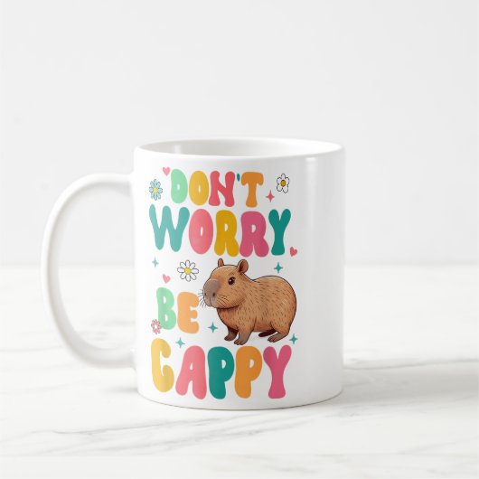 Capybara Lover Motivation Sitive Don't That Worry コーヒーマグカップ (左)