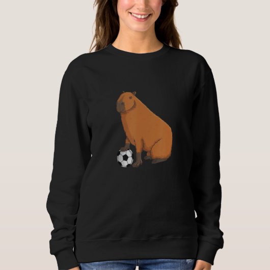 Capybara Meme Soccer player with Football スウェットシャツ (正面)