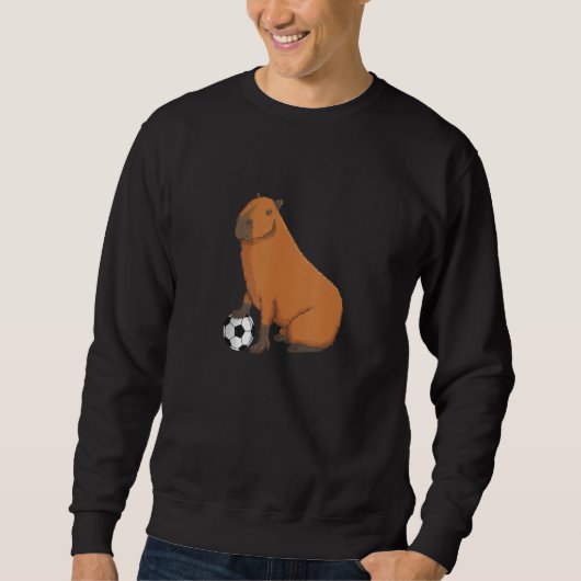 Capybara Meme Soccer player with Football スウェットシャツ (正面)