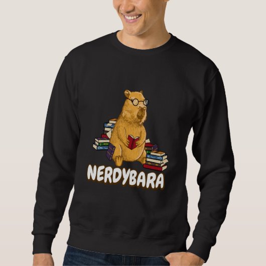 Capybara Nerdybara Book reading Teacher School Ner スウェットシャツ (正面)