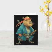 Capybara Ninja Samurai Japan Funny Japanese Graphi カード (黄色い花)