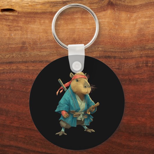 Capybara Ninja Samurai Japan Funny Japanese Graphi キーホルダー (正面)