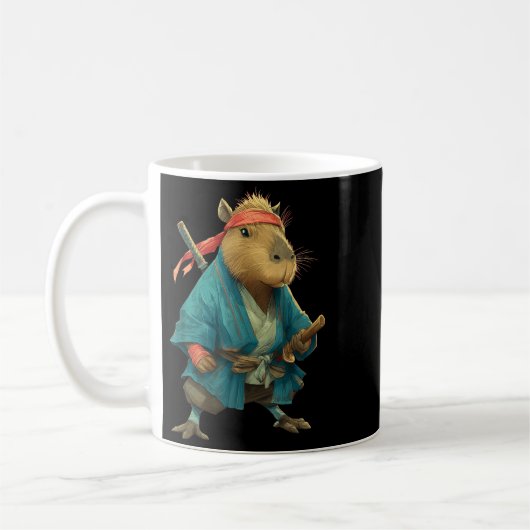 Capybara Ninja Samurai Japan Funny Japanese Graphi コーヒーマグカップ (左)