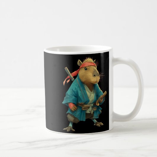 Capybara Ninja Samurai Japan Funny Japanese Graphi コーヒーマグカップ (右)