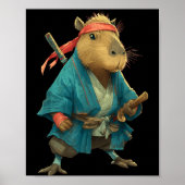 Capybara Ninja Samurai Japan Funny Japanese Graphi ポスター (正面)