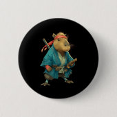 Capybara Ninja Samurai Japan Funny Japanese Graphi 缶バッジ (正面)