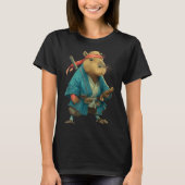Capybara Ninja Samurai Japan Funny Japanese Graphi Tシャツ (正面)