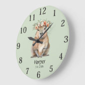 Capybara Nursery Wall Clock • Personalized ラージ壁時計 (傾斜)