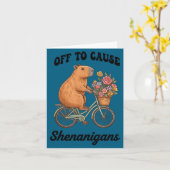 Capybara off to cause shenanigans st patricks day カード (黄色い花)