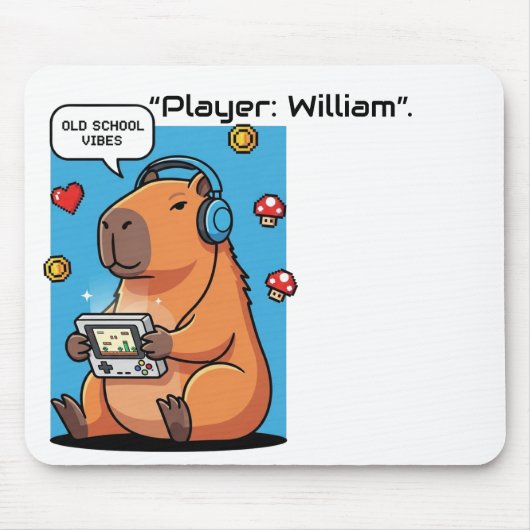 Capybara Old School Gamer Mousepad マウスパッド (正面)