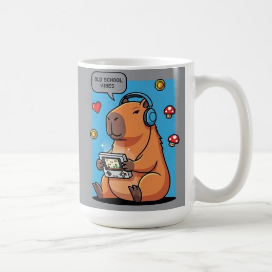 Capybara Old School Gamer Water Bottle コーヒーマグカップ (右)