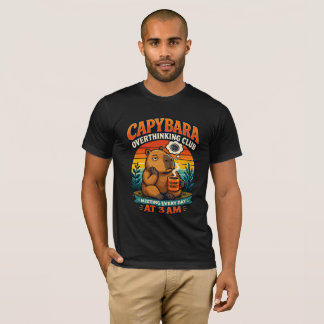 Capybara Overthinking Club Funny Anxiety Retro Vin Tシャツ