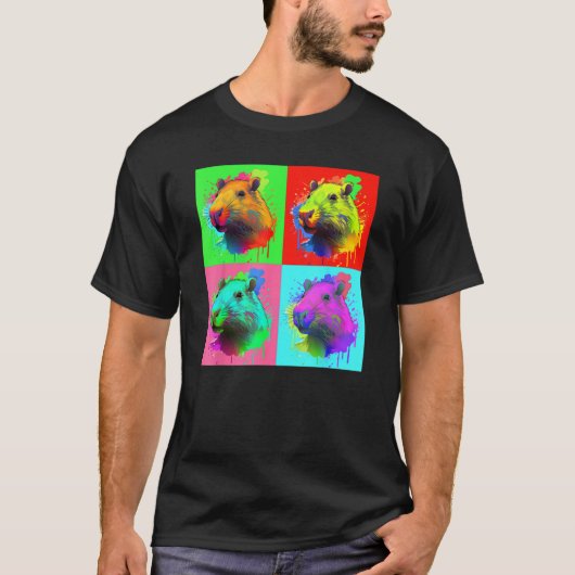 Capybara Painted Art Portrait Cute Capybara Lover Tシャツ (正面)
