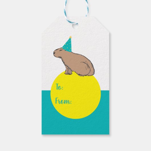 Capybara Personalized Kids Birthday Zoo Animal ギフトタグ (裏面)