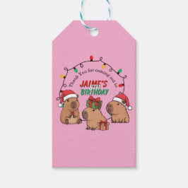 Capybara Pink Christmas Holiday Birthday ギフトタグ