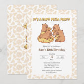 Capybara Pizza Party Birthday Invitation 招待状 (正面/裏面)