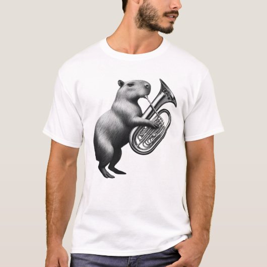 Capybara Playing Tuba Tubaist Tuba Player Tシャツ (正面)