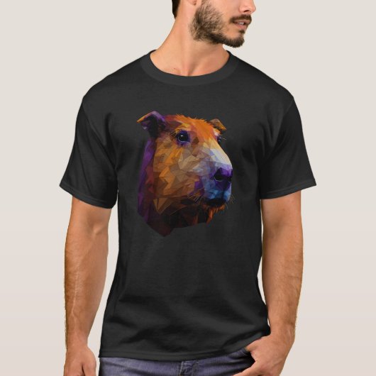 Capybara Polygon Animal Rodent Capibara Wildlife L Tシャツ (正面)