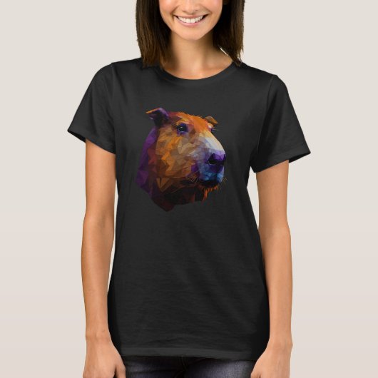 Capybara Polygon Animal Rodent Capibara Wildlife L Tシャツ (正面)
