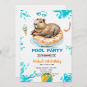 Capybara Pool Party Birthday Invitation 招待状 (正面/裏面)