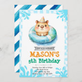 Capybara pool party invitation 招待状 (正面/裏面)