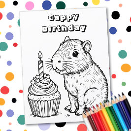 Capybara Pun Birthday | Coloring Page