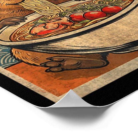 Capybara Ramen Japanese Funny Graphic Kawaii Anime ポスター (角)