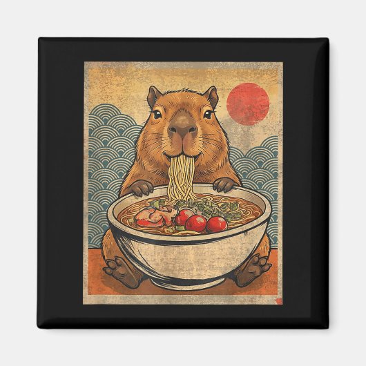 Capybara Ramen Japanese Funny Graphic Kawaii Anime マグネット (正面)