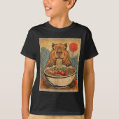 Capybara Ramen Japanese Funny Graphic Kawaii Anime Tシャツ (正面)