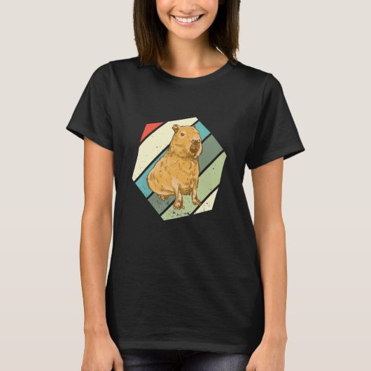 Capybara  Rodent Hexa Capybara Retro  Capybara Tシャツ (正面)
