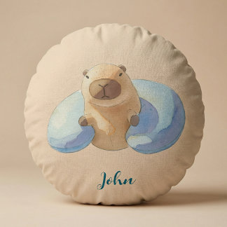 Capybara Round Pillow – for Little Capybara Fans ラウンドクッション