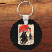 Capybara Samurai Retro Ufo Japanese Warrior Tenshu キーホルダー (正面)