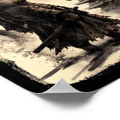 Capybara Samurai Retro Ufo Japanese Warrior Tenshu ポスター (角)