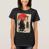 Capybara Samurai Retro Ufo Japanese Warrior Tenshu Tシャツ (正面)