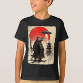 Capybara Samurai Retro Ufo Japanese Warrior Tenshu Tシャツ (正面)