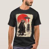 Capybara Samurai Retro Ufo Japanese Warrior Tenshu Tシャツ (正面)