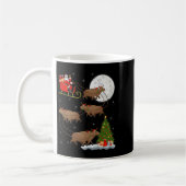 Capybara Santa Sleigh Flying Funny Magical Christm コーヒーマグカップ (左)