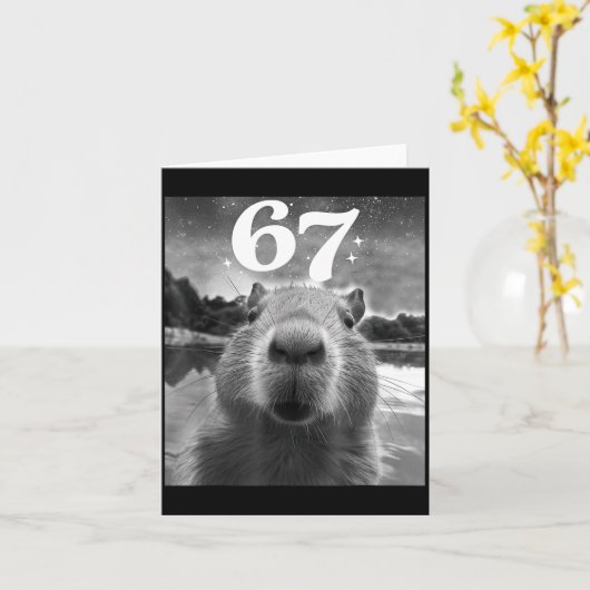 Capybara Selfie With 67 Meme Capy Graphic For Men  カード (黄色い花)