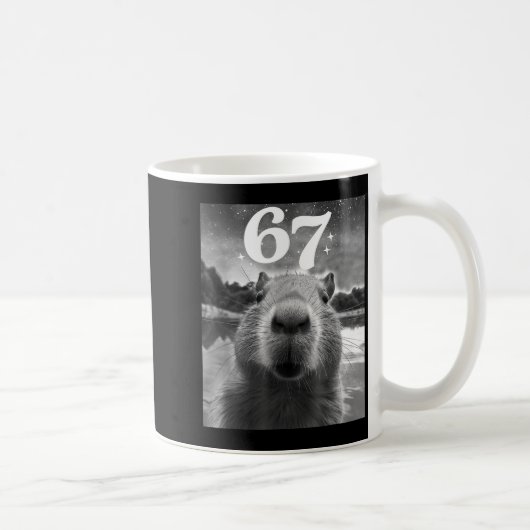 Capybara Selfie With 67 Meme Capy Graphic For Men  コーヒーマグカップ (右)