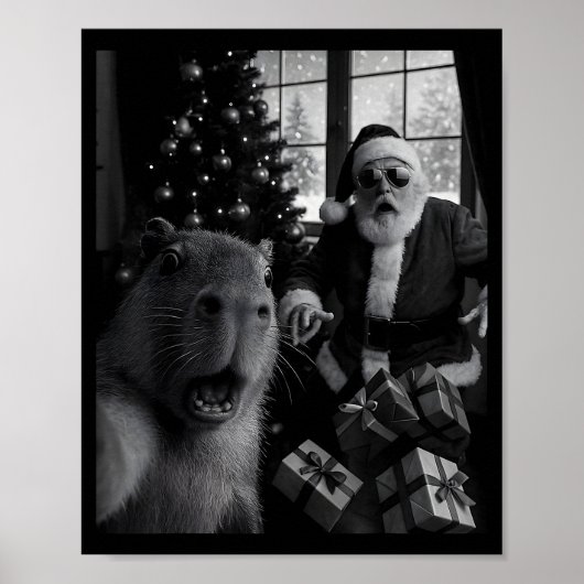 Capybara Selfie With Santa Funny Capybara For Men ポスター (正面)
