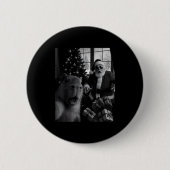 Capybara Selfie With Santa Funny Capybara For Men 缶バッジ (正面)