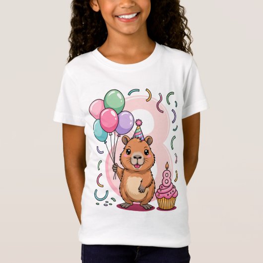 Capybara Shirt for Girls 8 Birthday Party Fun Tシャツ (正面)