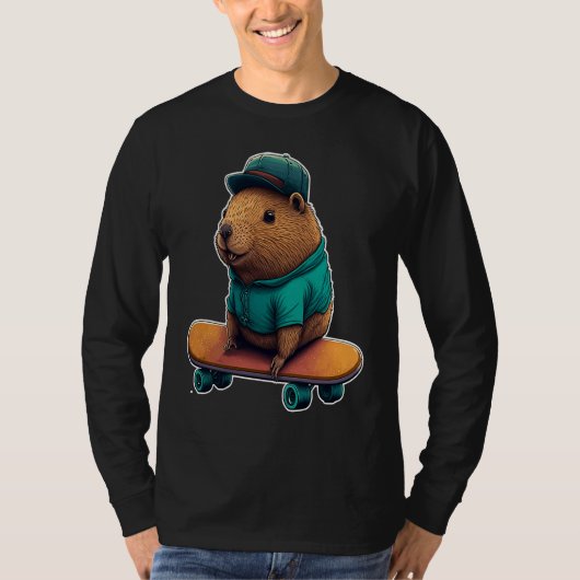 Capybara Skater Grind Ollie and Rep your love for  Tシャツ (正面)