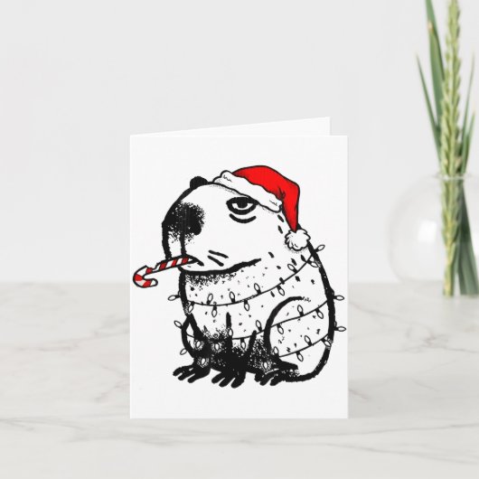 Capybara Smoking Christmas Ugly Cigarette Gen Z カード (正面)